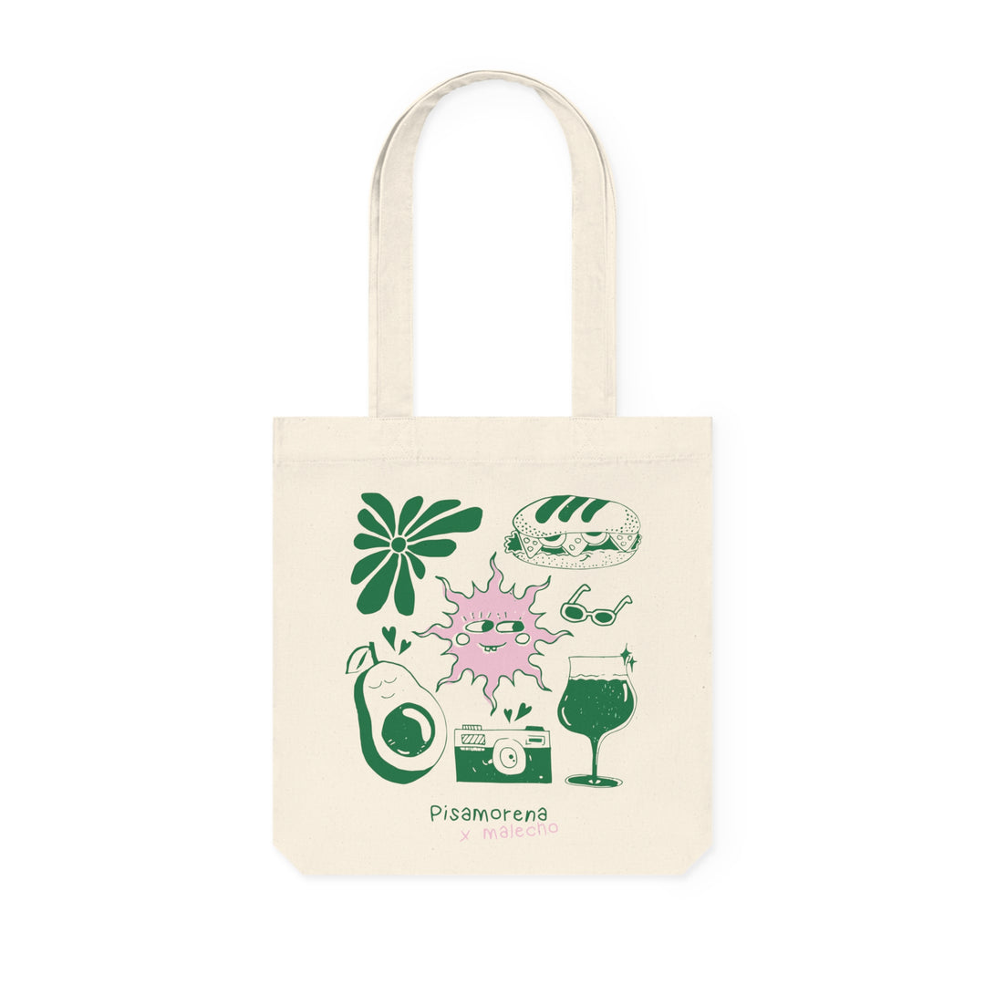 Eco-Friendly Tote Bagcon motivos de la vida - Colaboración Pisamorena X Malecho