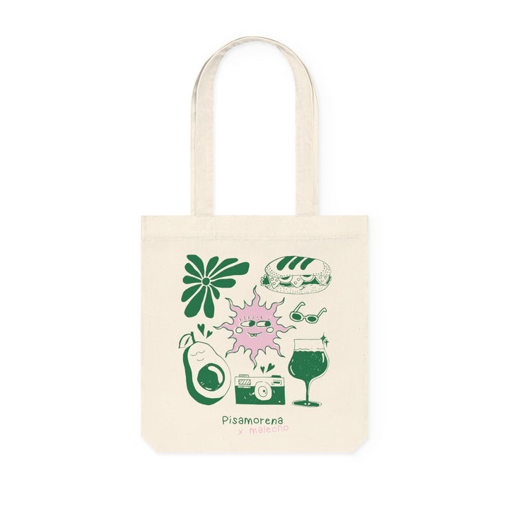 Eco-Friendly Tote Bagcon motivos de la vida - Colaboración Pisamorena X Malecho