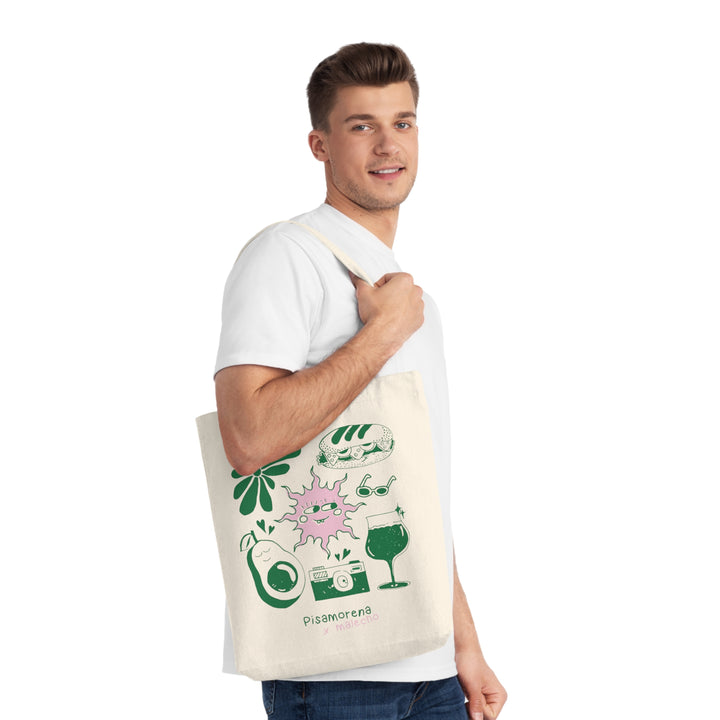 Eco-Friendly Tote Bagcon motivos de la vida - Colaboración Pisamorena X Malecho