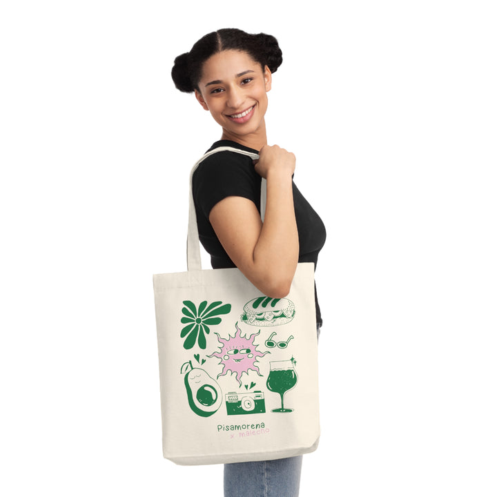 Eco-Friendly Tote Bagcon motivos de la vida - Colaboración Pisamorena X Malecho